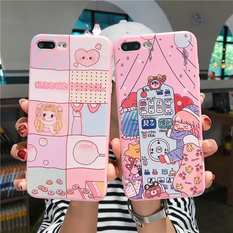For iphone XS Max Cute girl Phone Case Cover XR X 8 7 6S Plus Luxury Soft Back Cases Colorful Fashion Capa Shell |