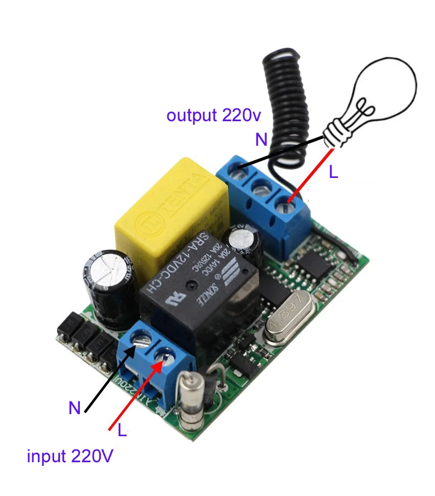 Переменный ток 220 В 1 канал реле Беспроводная система дистанционного управления - Фото №1