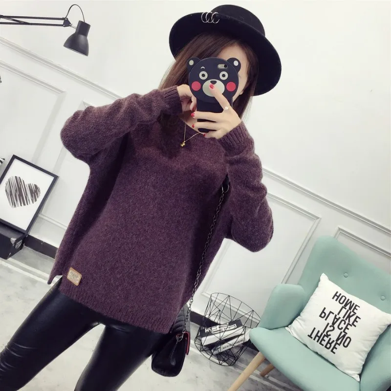 Женский свитер пуловер большого размера в Корейском стиле на осень и зиму 2019 |