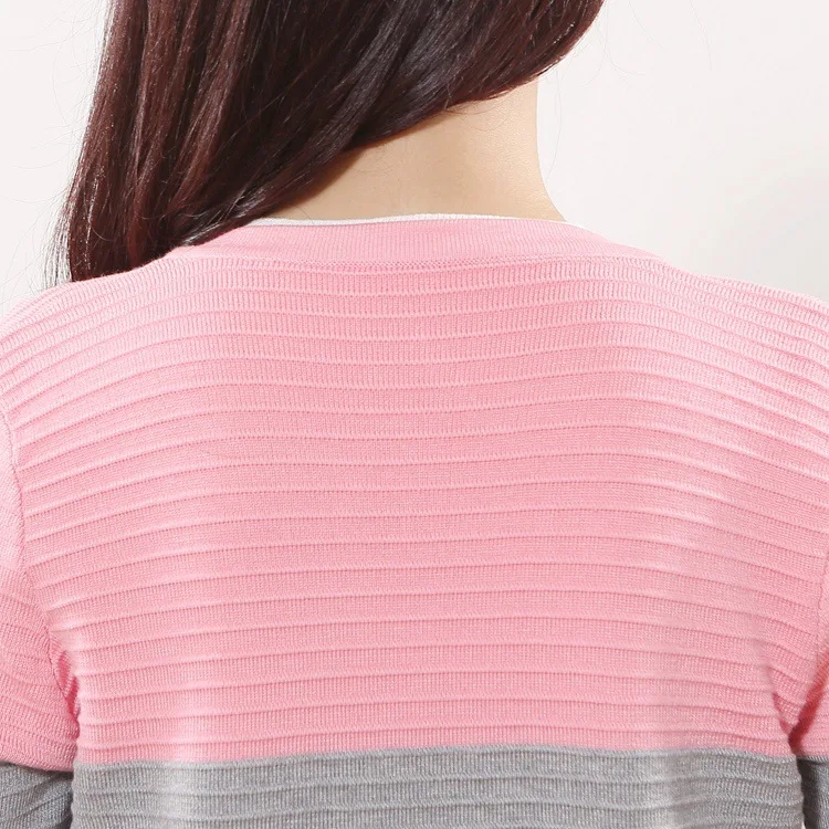 Women's Cotton Top Medium-long Outerwear Cardigan Spring and Autumn Sweaters Stripe Slim Bottoming Knitted Cardigans |