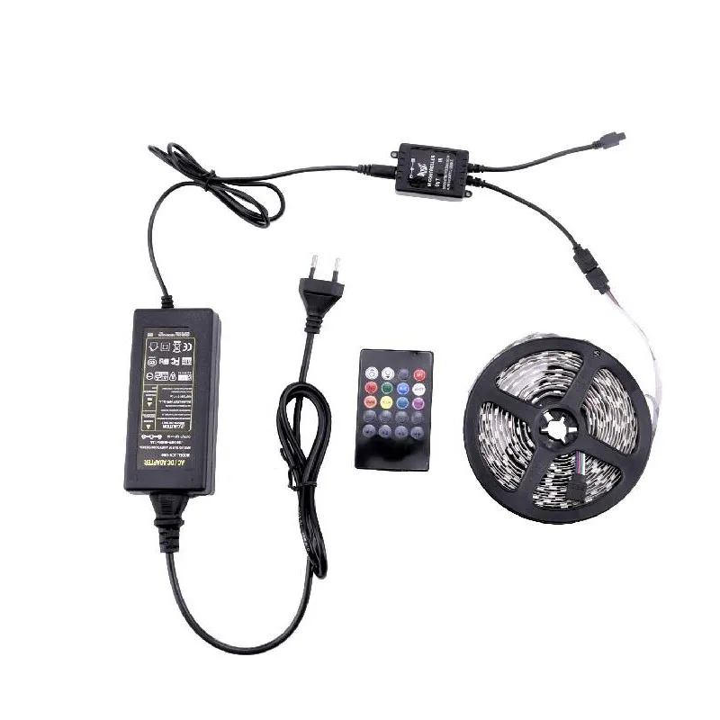 

Светодиодная лента RGB 5050 SMD с музыкальным управлением, 12 В постоянного тока, 20 кнопок, инфракрасный пульт дистанционного управления, переклю...