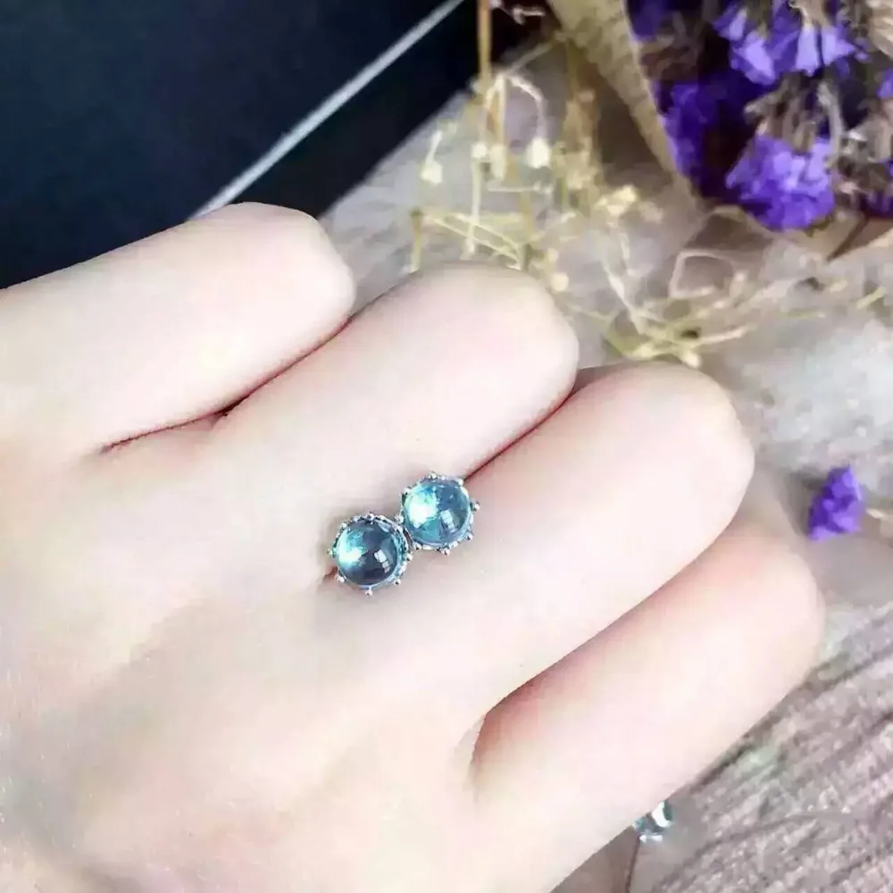 Женские серьги с натуральным топазом из серебра 925 пробы синим камнем элегантные