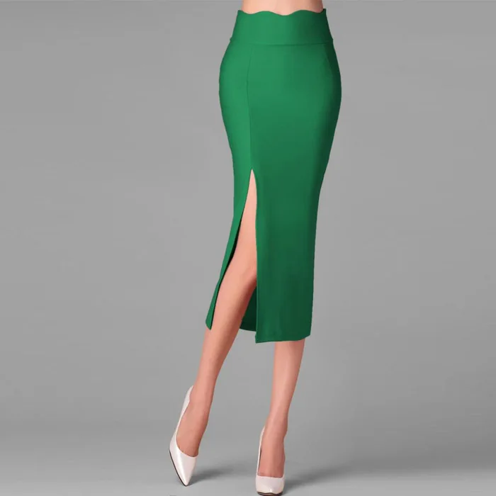 Подгонка размера плюс 10XL высокая тонкая талия для женщин разрез Bodycon карандаш миди юбки saias femininas Летний стиль офисная юбка