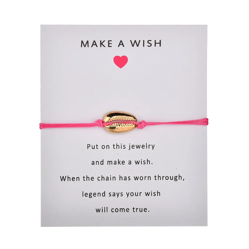 Новинка браслеты с подвесками Make a Wish в виде Золотой ракушки регулируемой