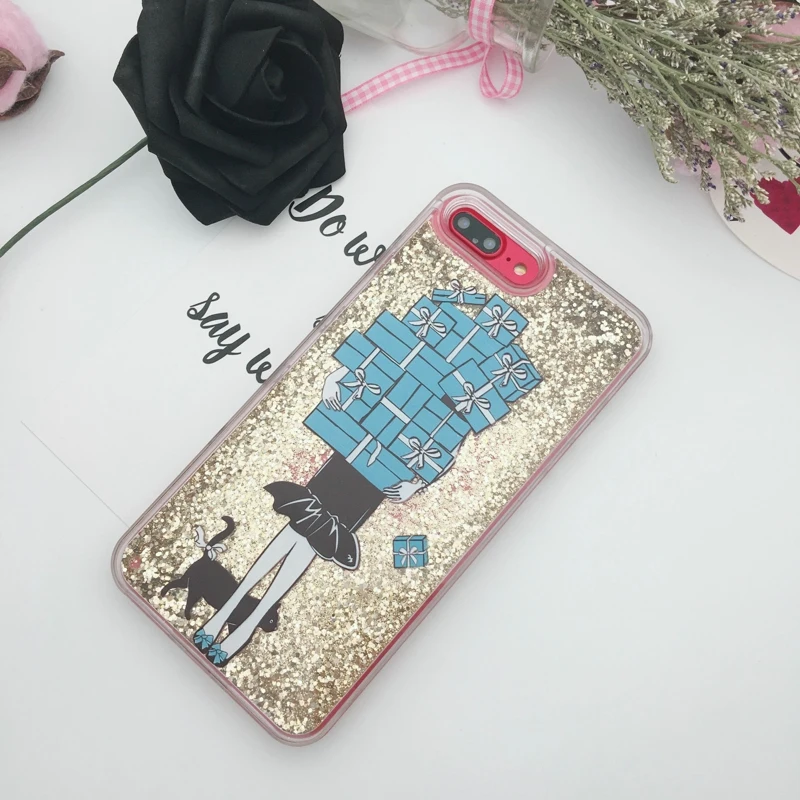 SICOOTE Cute Glitter Dynamic Liquid Phone Case Cover For Apple iPhone 6S 7 6 Plus 8 X Quicksand Funda Coque |