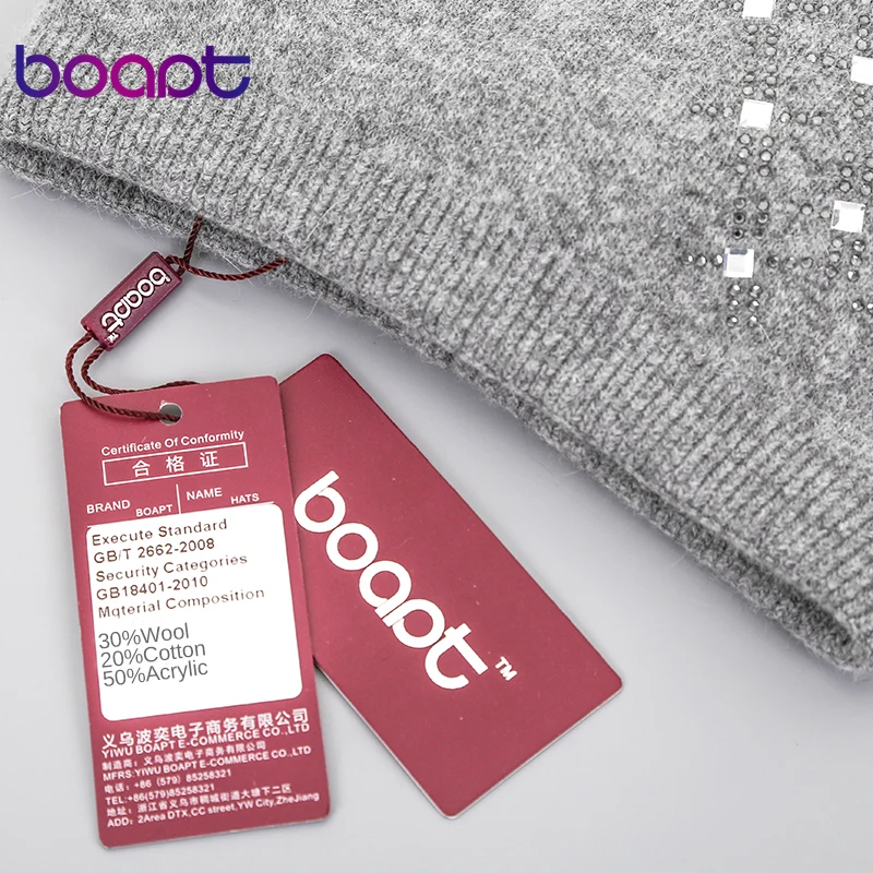 [boapt] бриллиант двухъярусный шерсть вязаный толстый женские зимние шапки складки