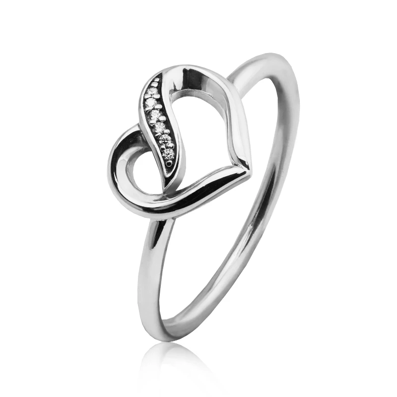 

100% 925 Серебряное кольцо прозрачными камнями ленты «любящее сердце», обручальные кольца для женщин, модные ювелирные изделия anillos