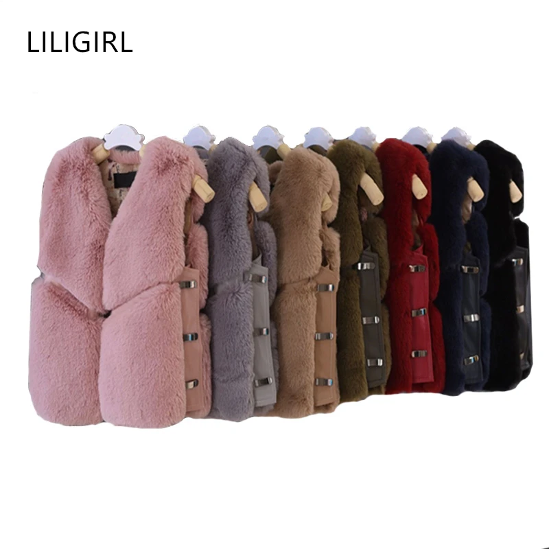 Детский меховой жилет LILIGIRL куртка пальто для маленьких девочек теплая