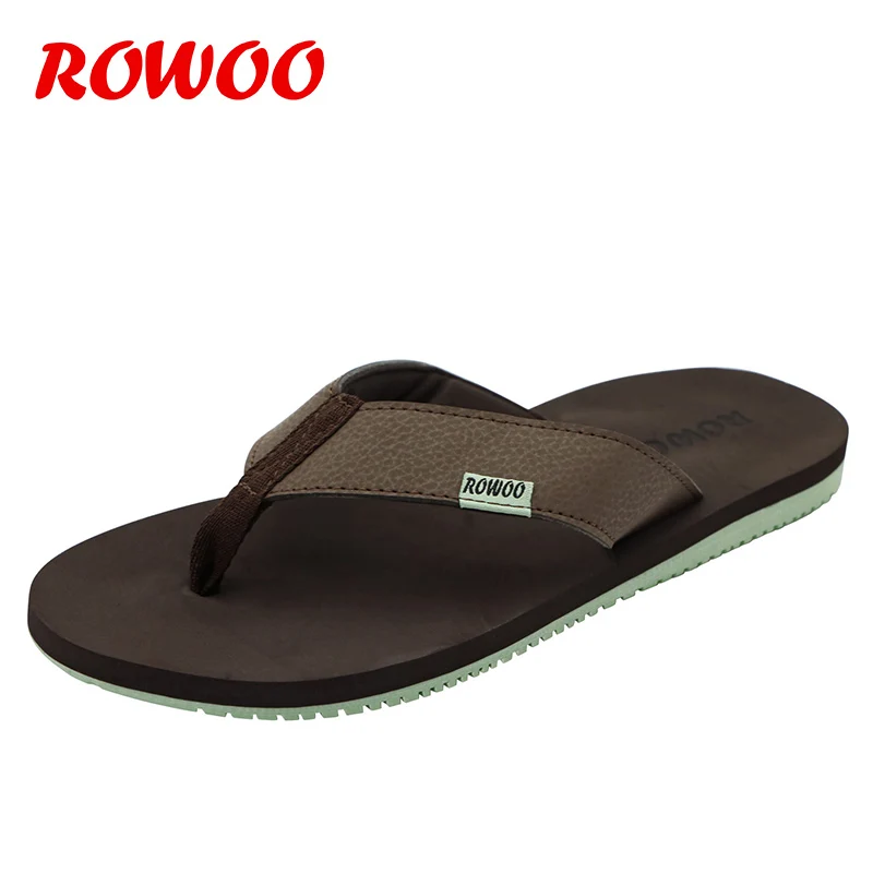 Мужские шлепанцы из искусственной кожи летние на плоской подошве|beach flip flops|beach flops