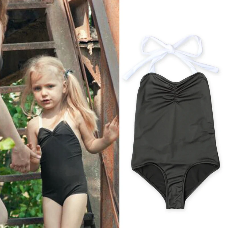 Милые купальники для девочек цельные детские бандажные боди с открытой спиной