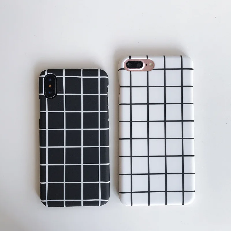 POBLU Retro Grid Phone Case For iphone XS Max X XR 8 7 6s Plus Back Cover Fashion Hard PC Shell Geometric Art Lines Capa |