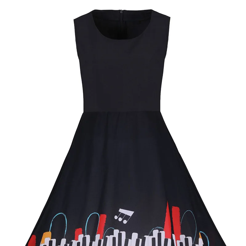Плюс размер 4XL женское платье с музыкальным принтом Pin UP одежда Vestidos лето Ретро