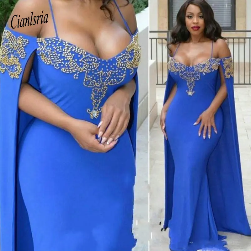 

Женское вечернее платье-русалка, длинное платье в пол с рукавом-накидкой и открытой спиной, в арабском стиле, для выпускного вечера, 2020