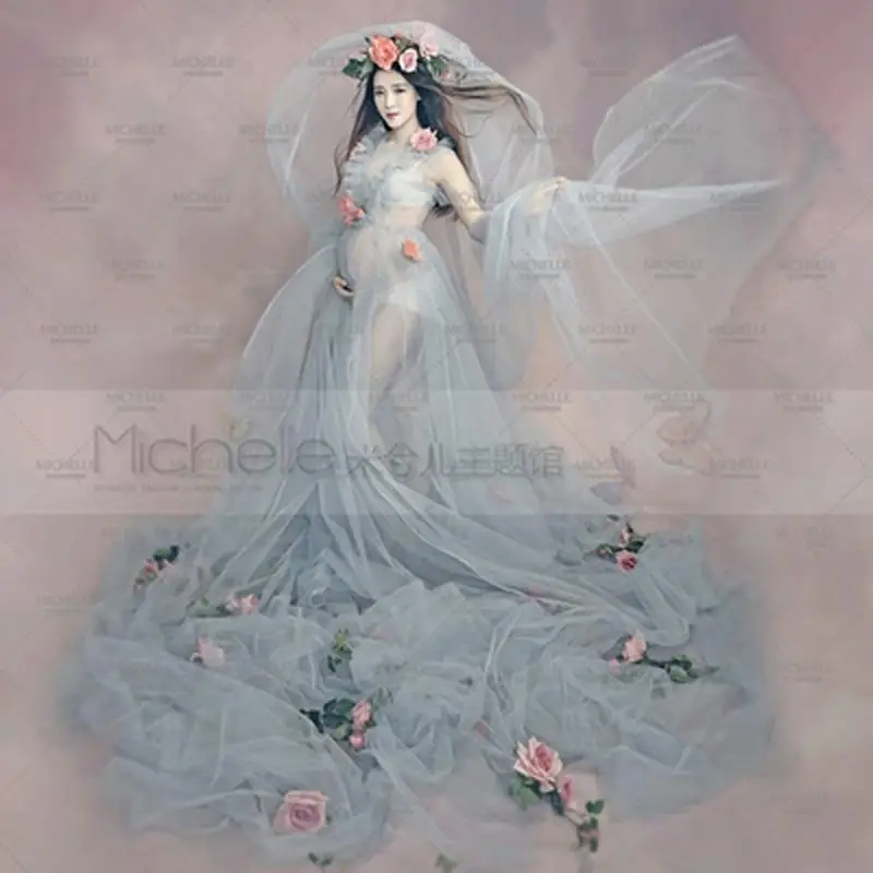 Реквизит для фотосъемки беременных модные длинные платья Одежда кружевное