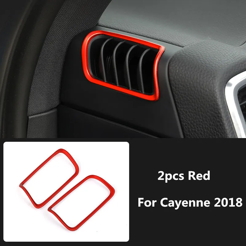Red Style 2 2 шт. приборной панели автомобиля боковой отвод Крышка A/C Vent литье Накладка для Porsche Cayenne 2011 2012 2013 для укладки волос - Название цвета: Red Style 2