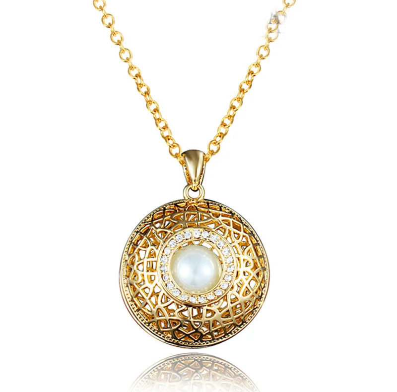 

Luxury Jewelry Drop Shipping 10KT Gold Filled Simulated Pearl Party Office Girl Women Chain Necklace For Lover Gift