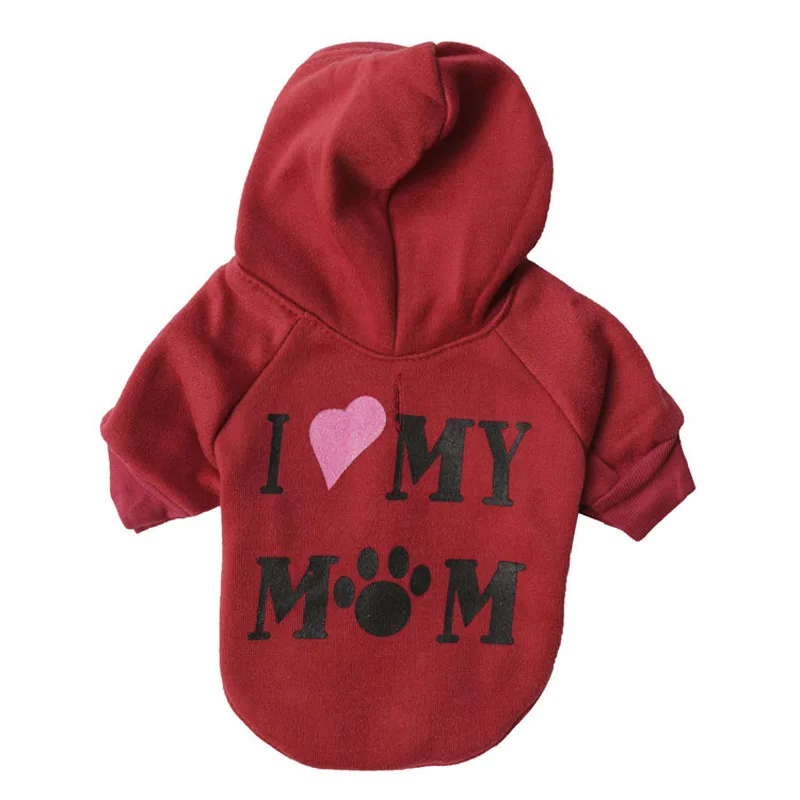 Свитер с надписью I love Mom для маленьких собак домашних животных кошек толстовка