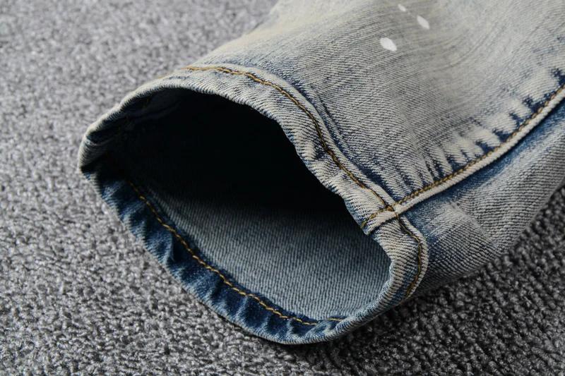 Высокая уличная мода мужские джинсы Ретро Промытые краски дизайнер Slim Fit соединенный внакрой деним брюки карго уличная моторный байкер джинсы Homme