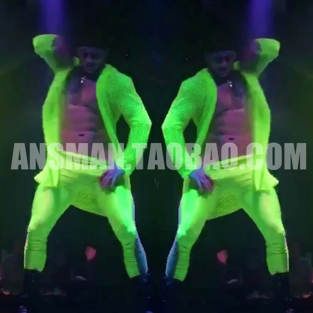 Новинка флуоресцентный зеленый мускул мужские леггинсы костюмы костюм куртка