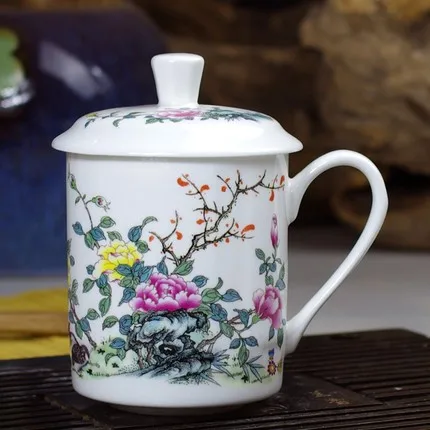 Керамическая чашка с крышкой фарфоровая для воды/напитков/кофе/чая от