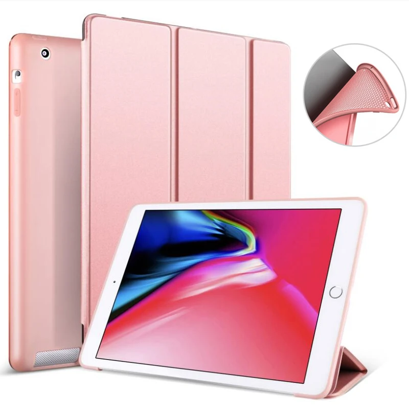 SUREHIN защитный чехол-накладка из мягкого силикона ТПУ с умный чехол для apple iPad 2/3/4 Крышка Тонкий Магнитные дети кожаный чехол для iPad 4 Чехол - Цвет: Rose Gold