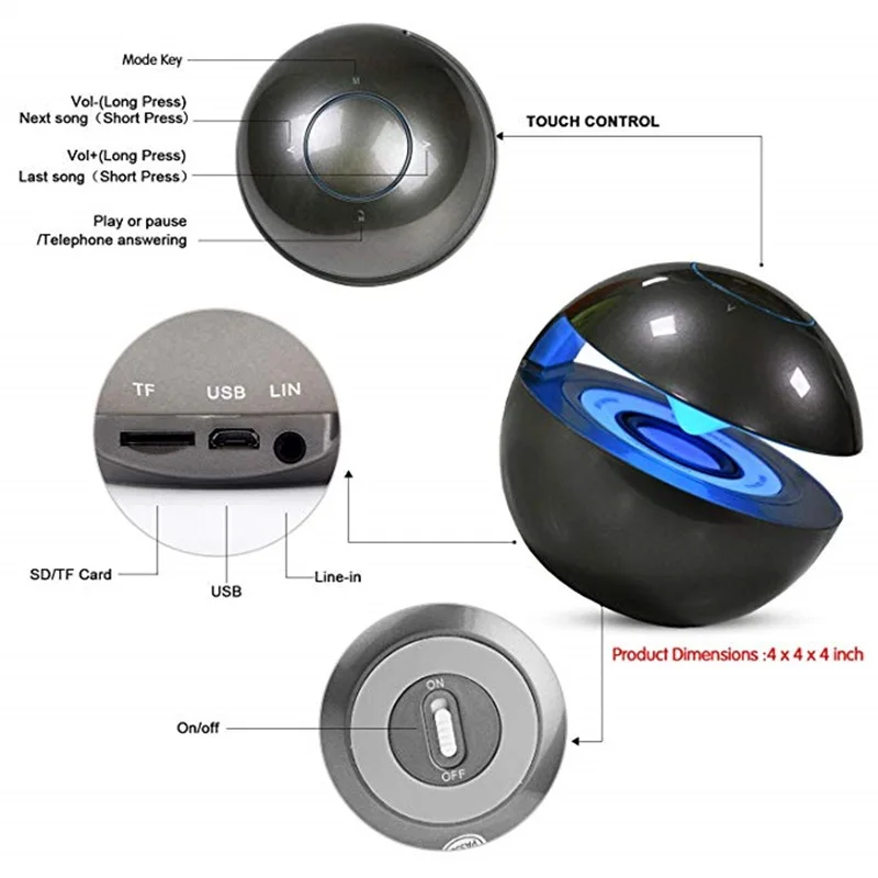 FELYBY BT118 сенсорная bluetooth-колонка карта Портативная колонка с сабвуфером |