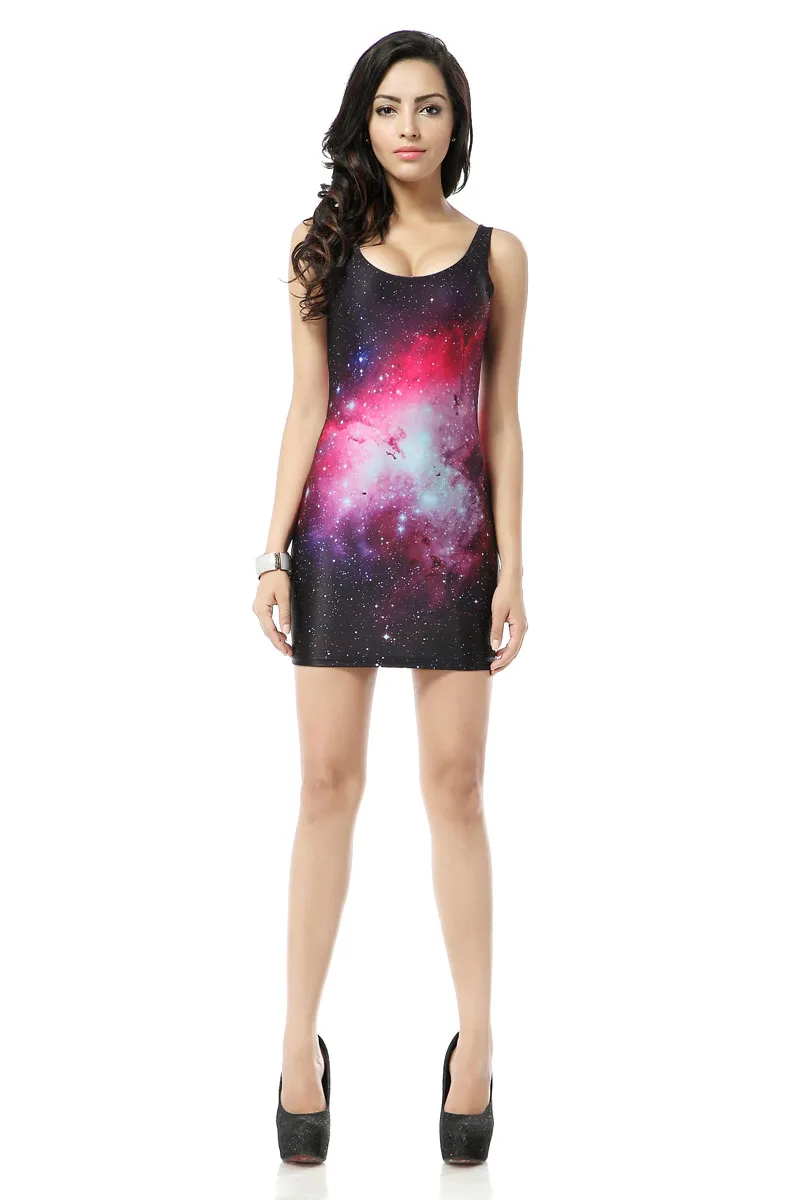Мода 2015 Женские Летние Стиль Galaxy Цифровой Печати Женщины Сексуальное Платье
