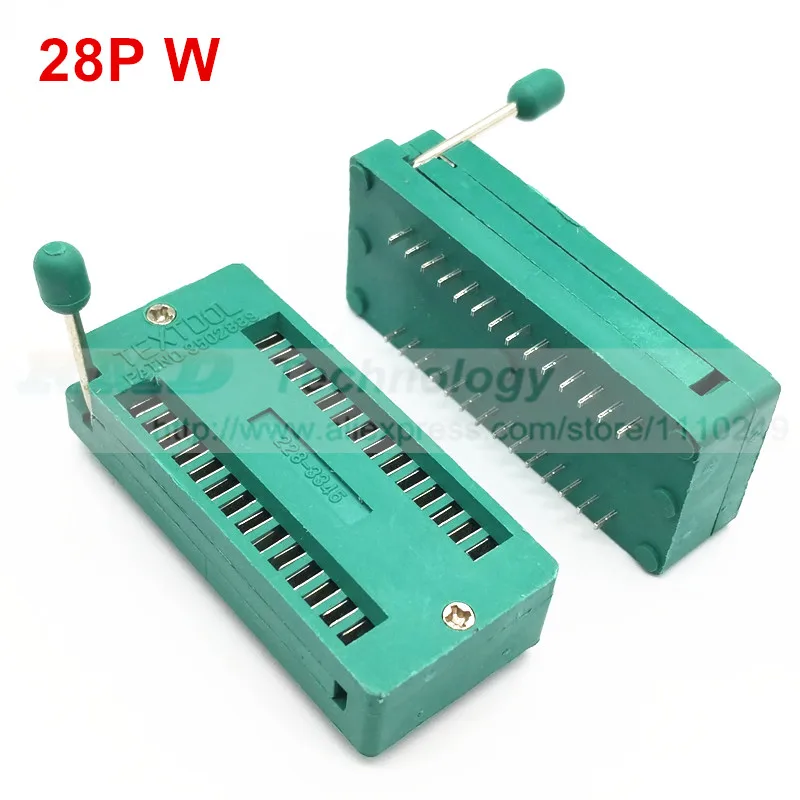 2 шт./партия 14 16 18 20 24 28 32 40 P Pin 2,54 мм Зеленый DIP Универсальный ZIF IC Разъем тест Тип припоя - Цвет: 28P W