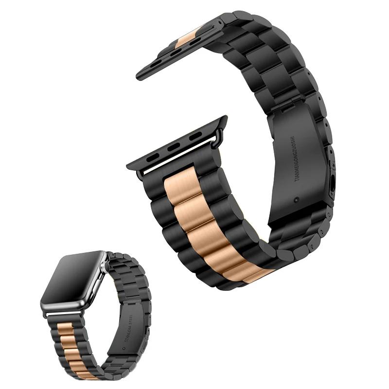Black-Rose STJ бренд Нержавеющая сталь ремешок для наручных часов Apple Watch, версии 3/2/1 38 мм 42 мм металлический спортивный ремешок для наручных часов iwatch серии 4 40 мм 44 мм - Цвет ремешка: Black-Rose