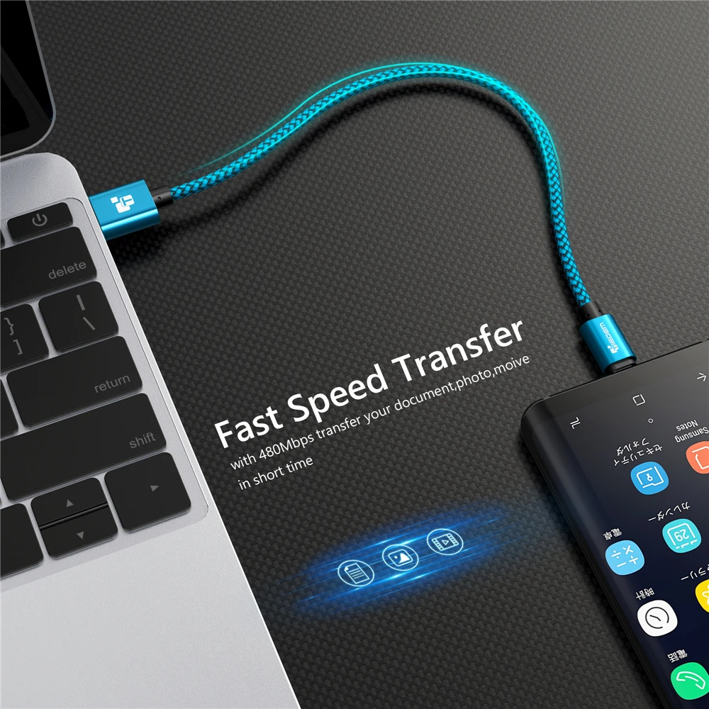 Кабель Micro USB 2A 1 м для быстрой зарядки нейлоновый usb-кабель синхронизации данных