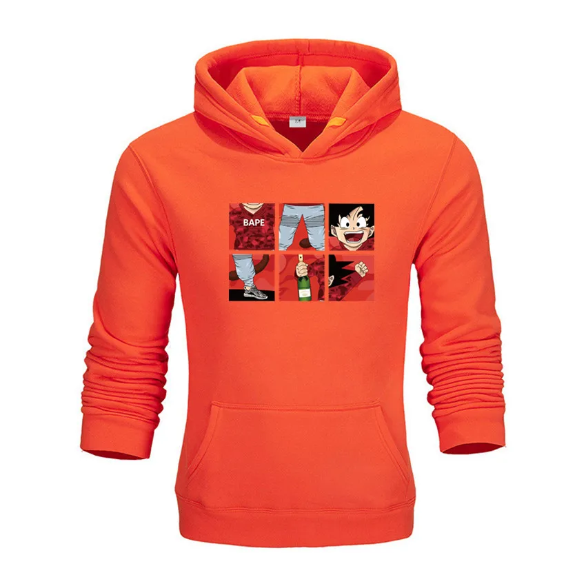 Оранжевый Dragon Ball Z Pocket Hoodie, мужские толстовки с капюшоном в японском стиле, мужская толстовка с капюшоном в стиле Драконий жемчуг,, Зимний пуловер, верхняя одежда с длинным рукавом - Цвет: Оранжевый