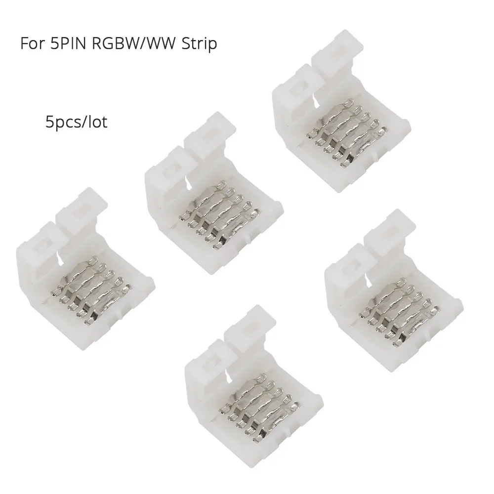 5pcs LED Strip Connectors 5pin 10mm Width Free Welding Connector For 5050 RGBW / RGBWW 5PIN Soldering clip | Обустройство дома