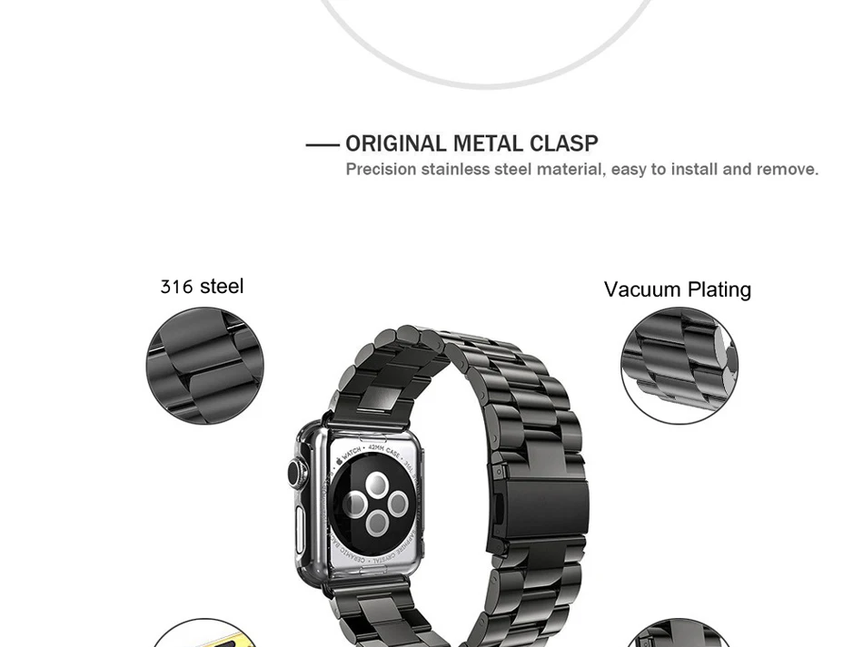 Ремешок MNWT для Apple Watch 38 мм 42 мм черный золотистый браслет из нержавеющей стали сменный ремешок для часов iwatch серии 1 2 3