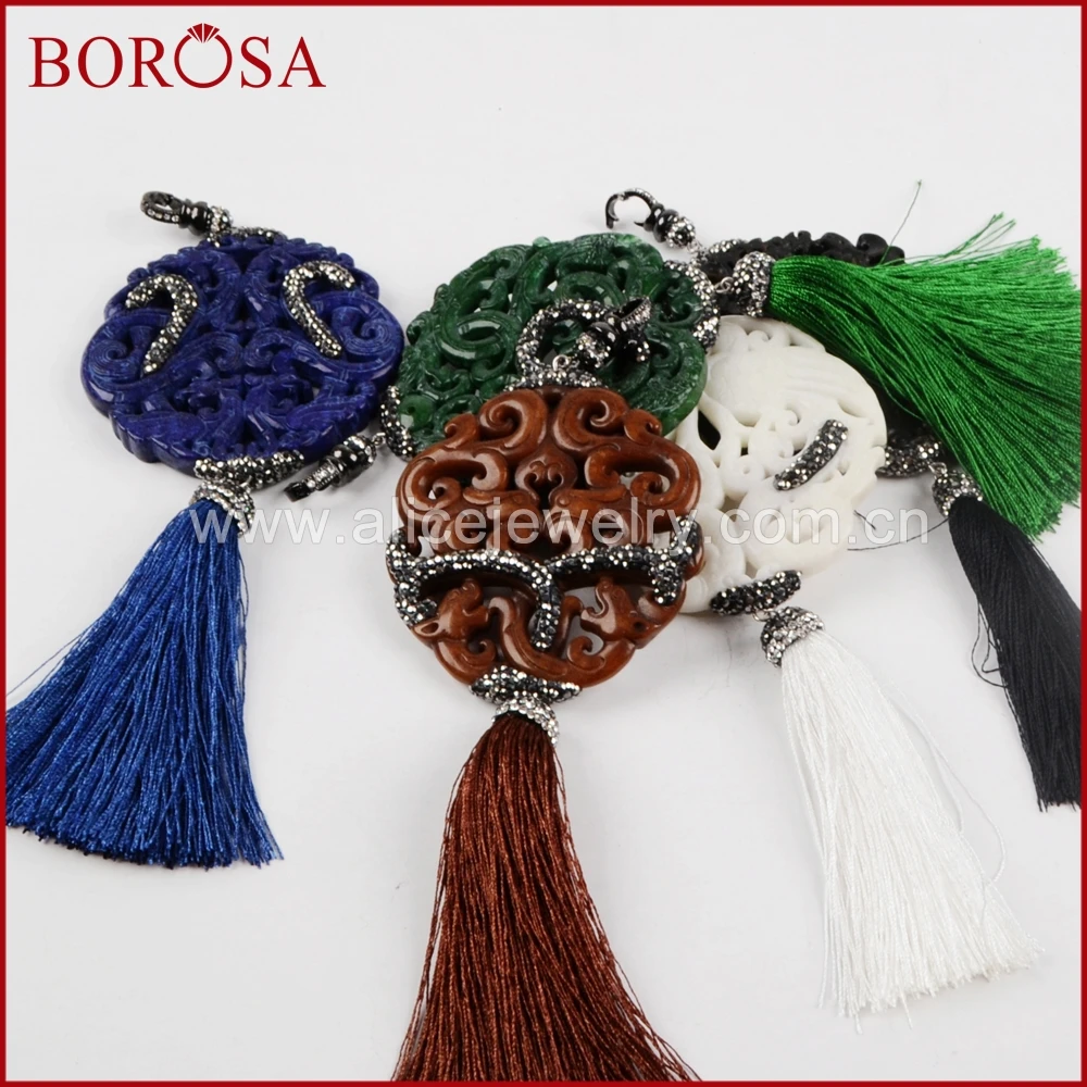 Бренд borosa Радужный дизайн драгоценные камни резные натуральный камень стразы