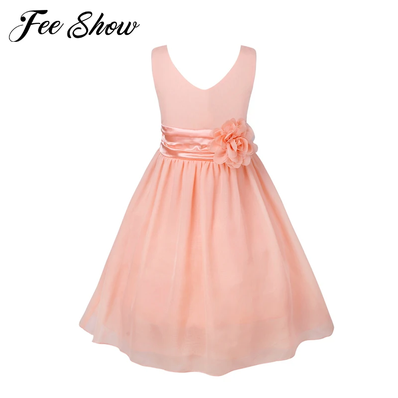 Teen Girls Chiffon Summer Birthday Party Dress Pageant Floral Princess Ball Gown Wedding Kids Vestidos | Детская одежда и обувь
