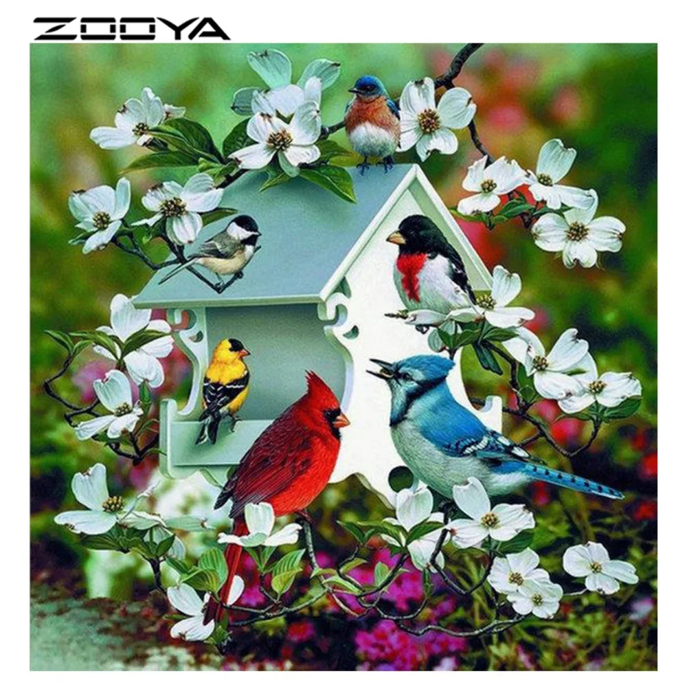 ZOOYA рукоделие Алмазная картина Птичье цветочное гнездо пейзаж вышивка все сверла