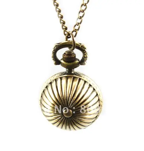 

wholesale pumpkin ball pocket watch necklace good quality girl woman fob watches lady fashion retro bronze brass color