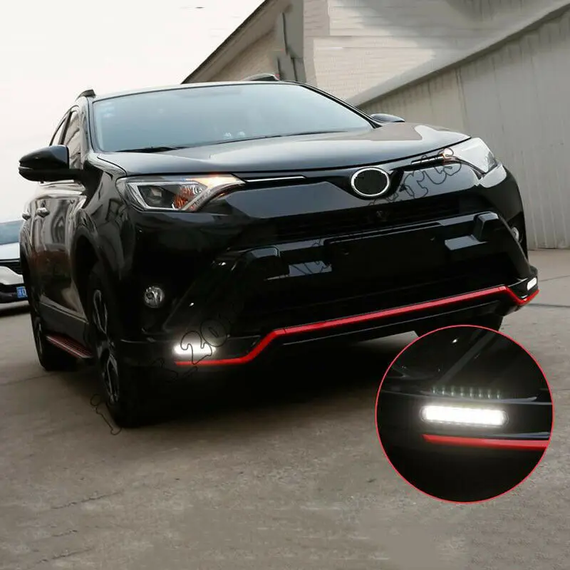 Подходит для Toyota RAV4 2016 Красный передний бампер с светодиодный светильник и