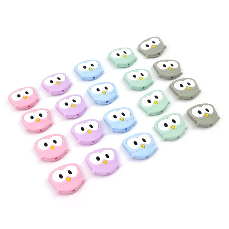 Collar de dentici&oacute;n para beb&eacute;, mordedor de unicornio de silicona sin BPA, soporte sensorial para chupete, juguete de ducha, roedores de grado alimenticio, 50 Uds.-5
