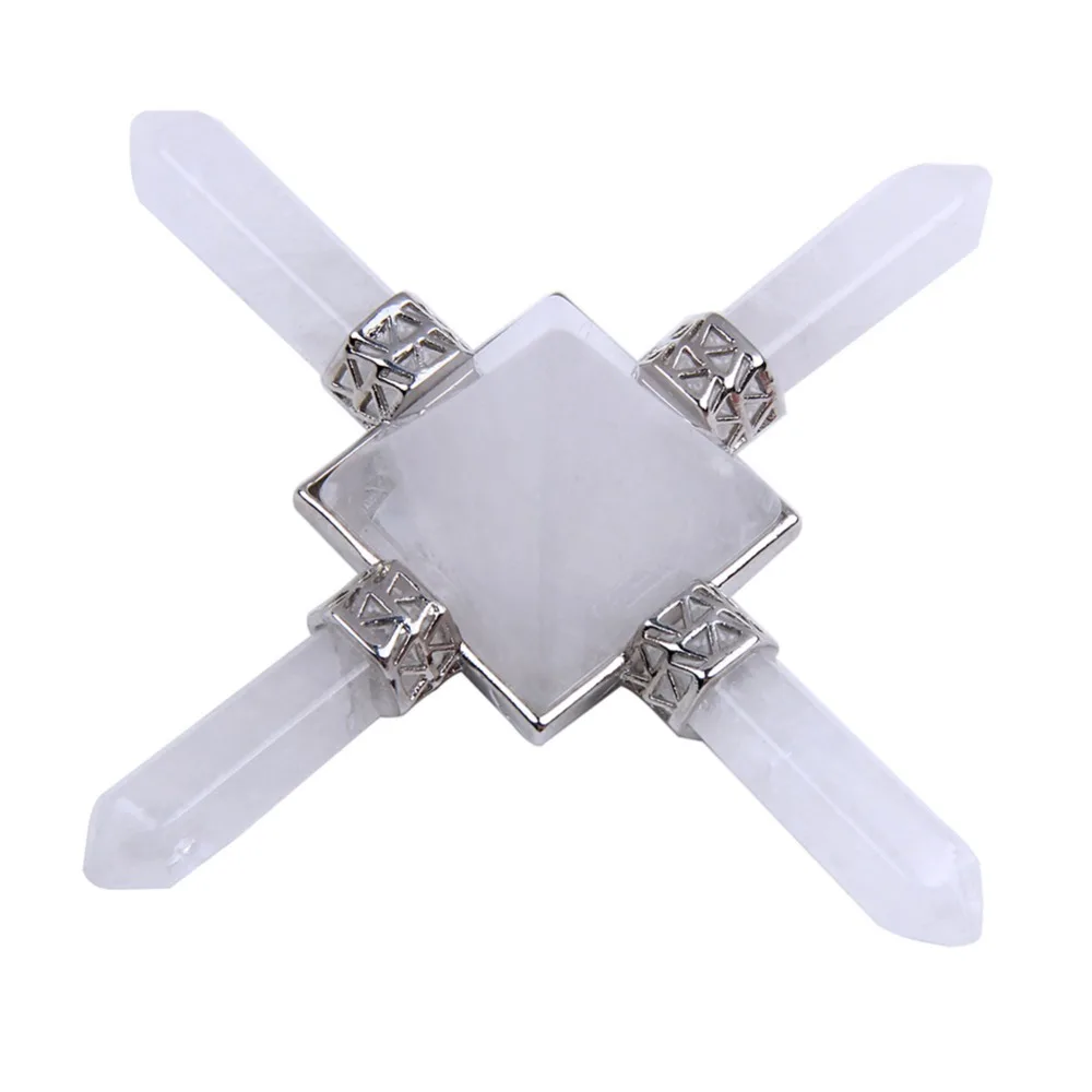

Natural Rock Crystal Quartz Stone 4 Points Reiki Healing Crystals Pyramid Figurine Energy Generator 1pc