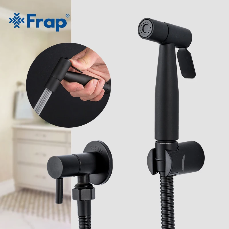 

Frap Black Bidet Toilet Sprayer Hygienic Shower Tap Bidets Bathroom Hand Shower Wall Mount Faucet Bathroom accessories Y50057