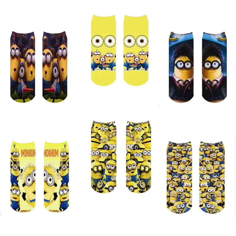 12 штук = 6 пар женские мультфильм Миньоны Pattern трубки Смешные Новинка Носки