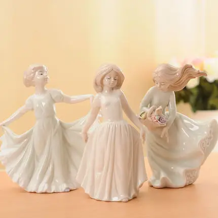 Handmade Ceramic Small Decoration Porcelain Girl Figurines Creative Home Ornaments New House Gift | Дом и сад