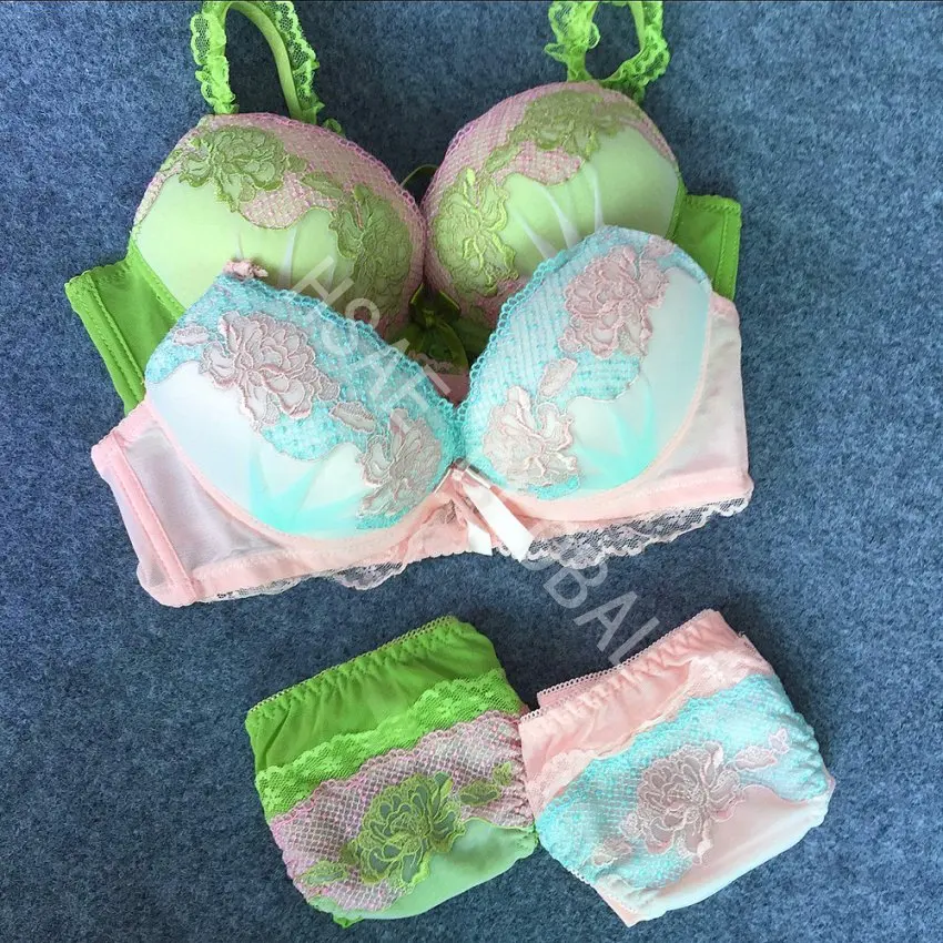 Комплект кружевного бюстгальтера Embroidey сексуальный бюстгальтер пуш ап милое