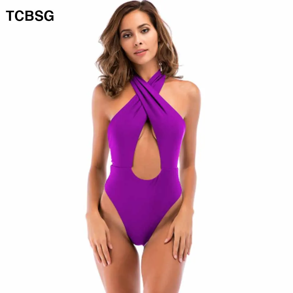 TCBSG новинка 2019 сексуальный цельный купальник с высоким вырезом и открытой спиной