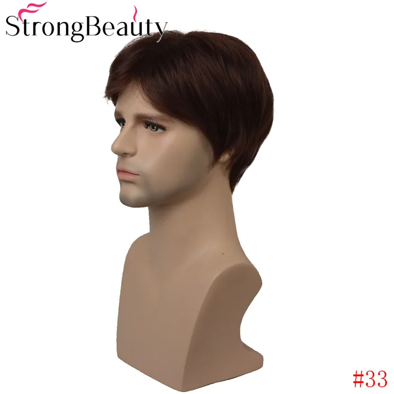 StrongBeauty короткий мужской парик прямой блонд/коричневый синтетический парик мужской Hiar жаростойкий монолитный парик выбор цвета