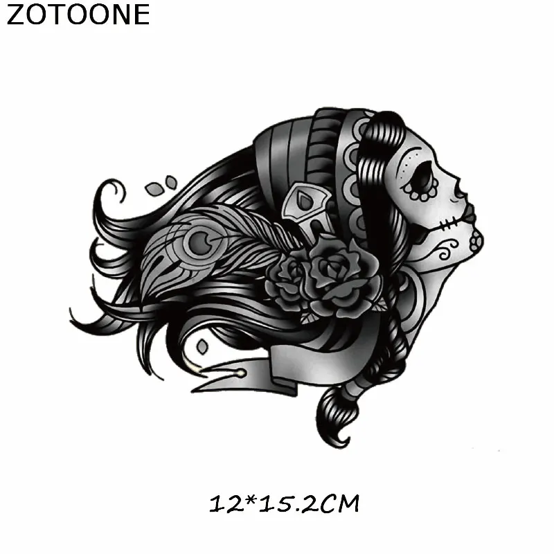 ZOTOONE полоски для одежды в стиле панк с изображением черепа переноса утюгом