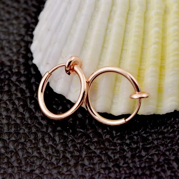 Rose Gold 2 шт./пара кольцо в нос имитация Гота панк для губ, ушей, носа клип на поддельная перегородка Пронзительный нос обруч серьга для губы кольца серьги украшения для тела - Окраска металла: Rose Gold