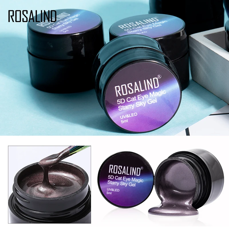 ROSALIND 5D Гель-лак с эффектом "кошачий глаз" Vernis Полупостоянный лак Гибридный Магнитный впитывающий Светодиодный УФ-гель для ногтей для дизайна ногтей
