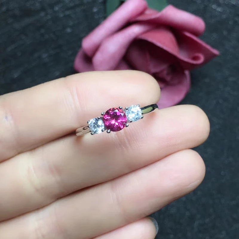 Кольцо CoLife Jewelry розового топаза для молодой девушки 5 мм VVS натуральное серебро 925 Серебряное кольцо в подарок на день рождения.